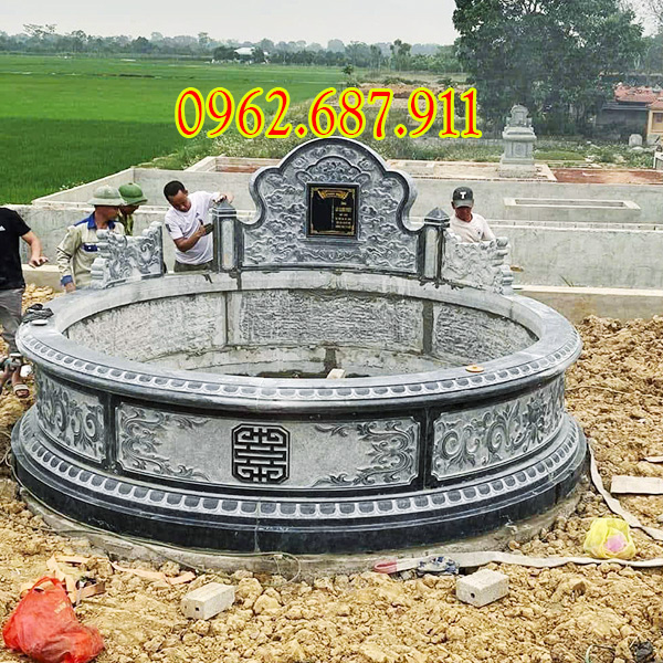 xây dựng mộ tròn bằng đá xanh nguyên khối